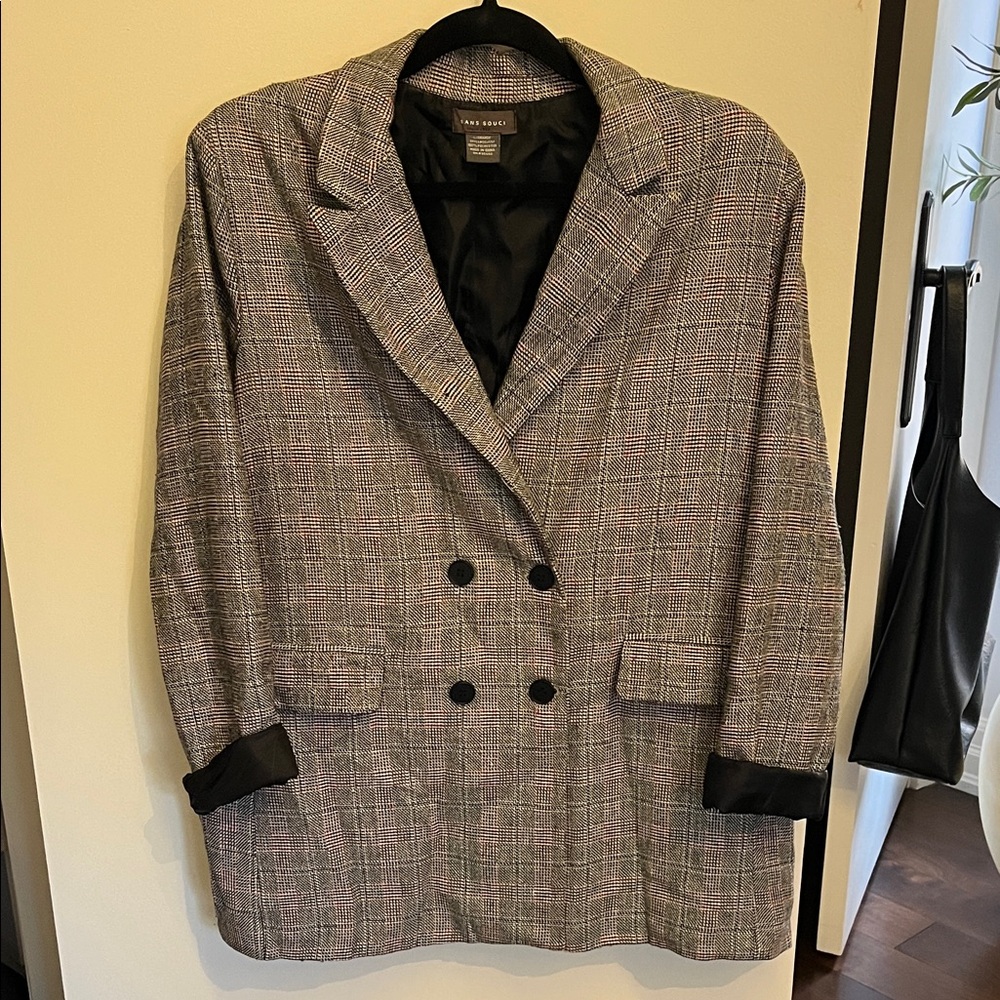 Sans Souchi Oversized Checkered Blazer